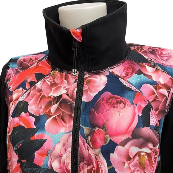 Lululemon Asana Secret Garden Floral Print Jacket Full Zip Stretch size 8 - Picture 3 of 10